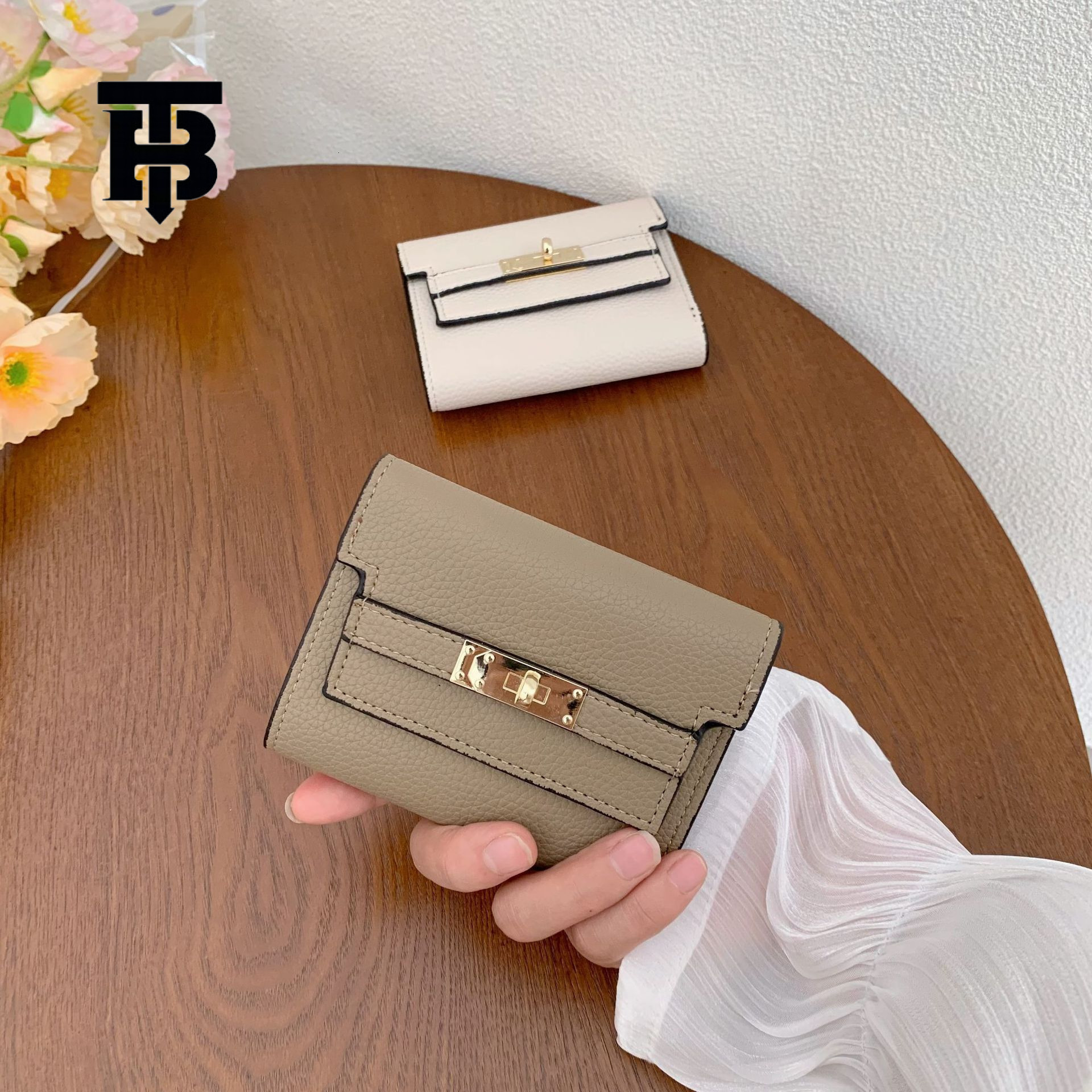 TB BHULAMTE Designer Women's Wallet Ins Premium Folding Card Bag Short Handbag Zero Money Bag Mini Business Card Holder