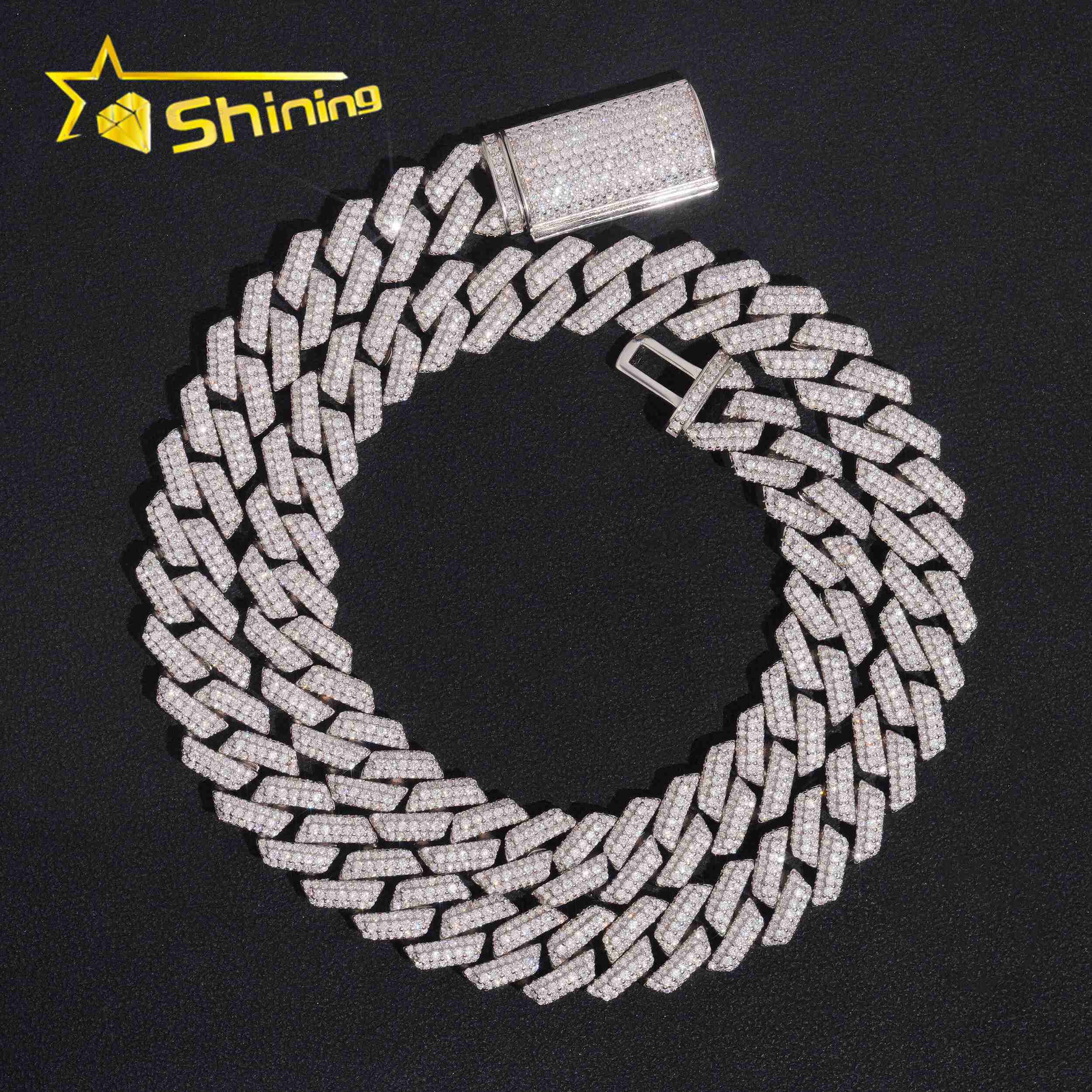 Men Hip Hop 125mm Cuban Link Chain 925 Sterling Silver Moissanite Jewelry Custom Iced Out D VVS Moissanite Necklace Daily Wear