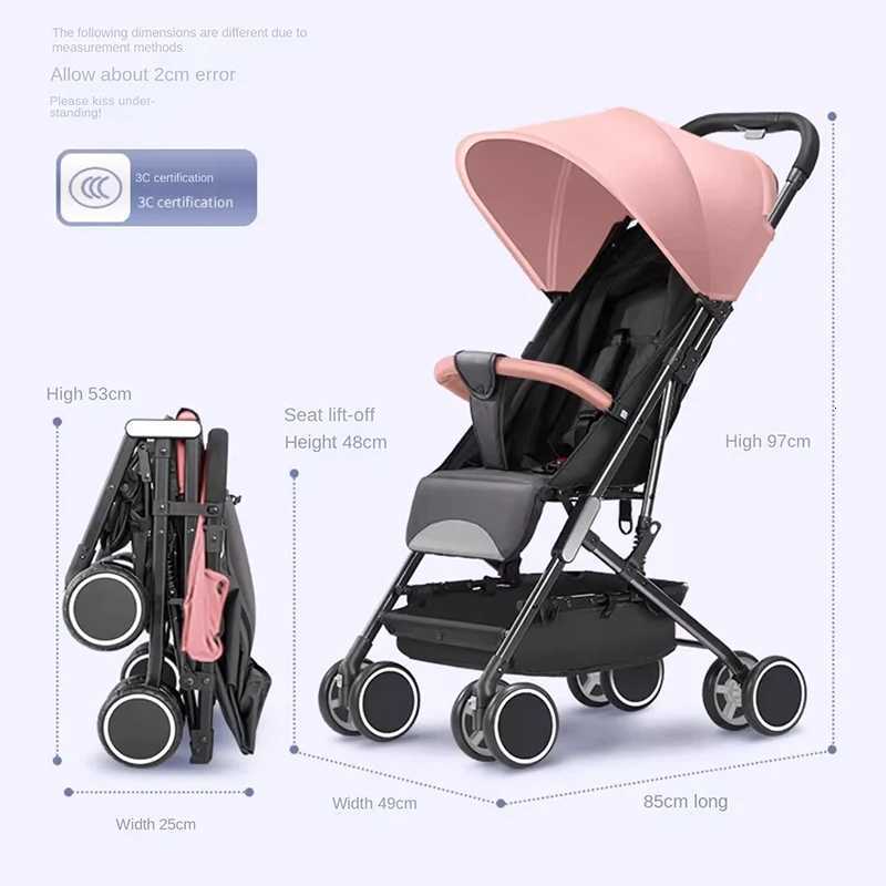 Newborns 04 years old Strollers Can sit and lie Down Onekey Folding Oneway Push Fourwheel Shock Absorber Lightweight Trolley W250910