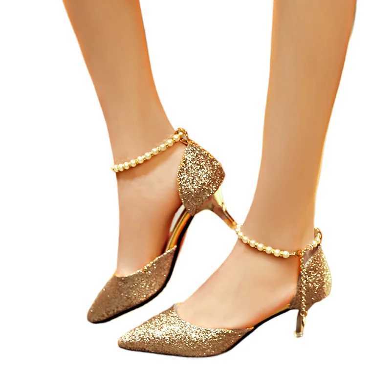 Shoes for Women Wedding Party Evening Pointed Toe High Heels Pearl Mules Elegant Pumps Sexy Dress Shoes 3440 zapatos de mujer W250910