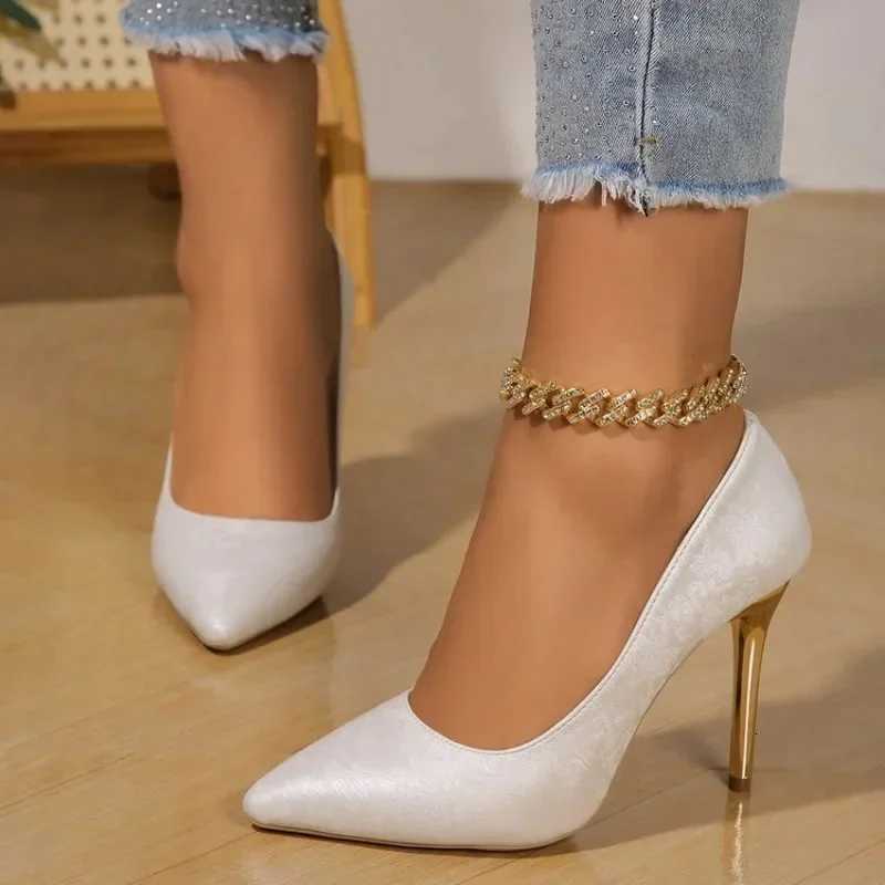 2024 Super High Stiletto Heels Pumps Women Solid Office Flock Pointed Toe Party Shoes Woman 3443 W250910