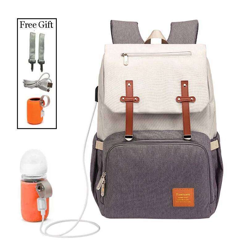 Diaper Backpack Baby Stroller Bag Mummy Daddy Waterproof Oxford Handbag Nursing Nappy Kits Maternity Packs USB Warmer Holder New