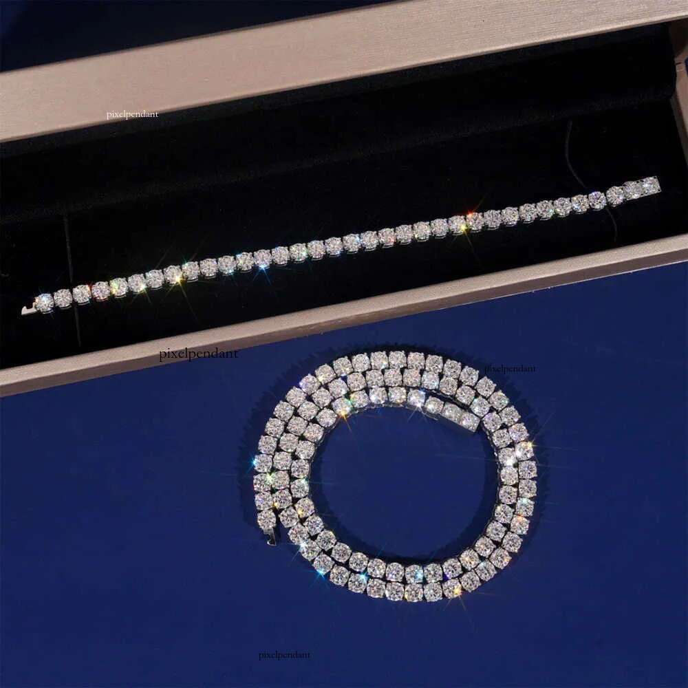 4/5mm Pass Dia Tester Hip Hop Jewelry VVS D Color Shiny Men 316L Stainless Steel Moissanite Tennis Chain Link Necklace