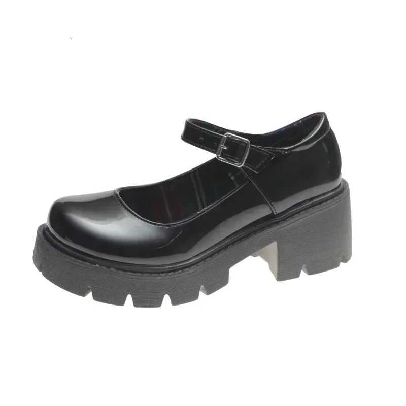 Platform Heels Mary Jane Shoes Simple Lolita Black Platform Heeled Shoes Student College Sweet Medium Heel Women Single Shoes W250910