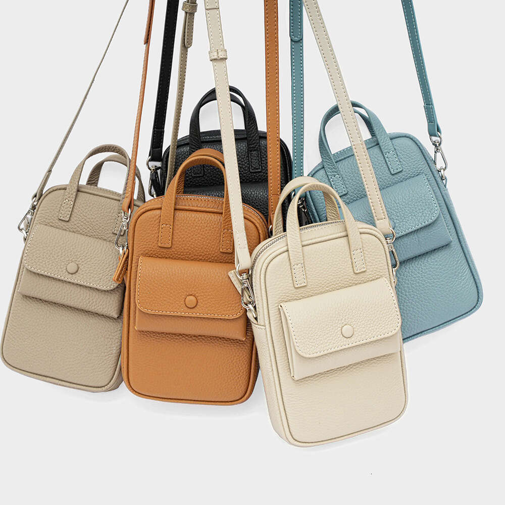 Top Layer Cowhide Single Shoulder Crossbody Phone Women Versatile New Genuine Leather Vertical Casual Small Bucket Bag designer wallet B5