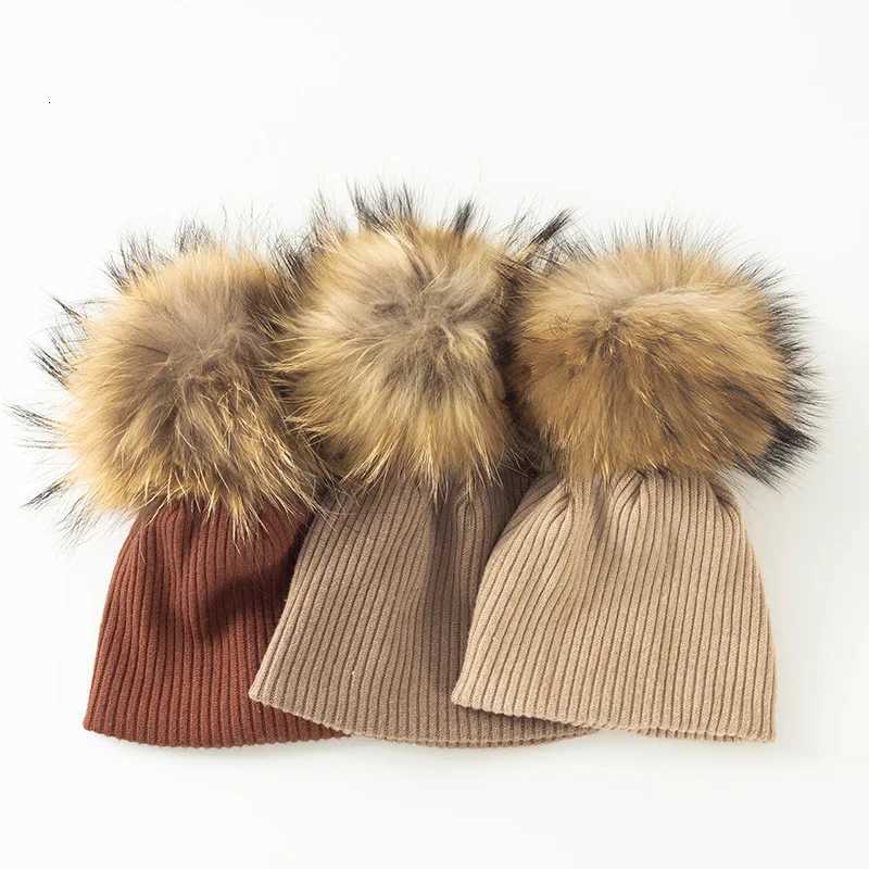 Geebro New Fashion Soft Baby Girls Boys Winter Warm Ribbed Skullies Beanies Newborn Kids Knitted Hats Pom AccoriesXJ250910