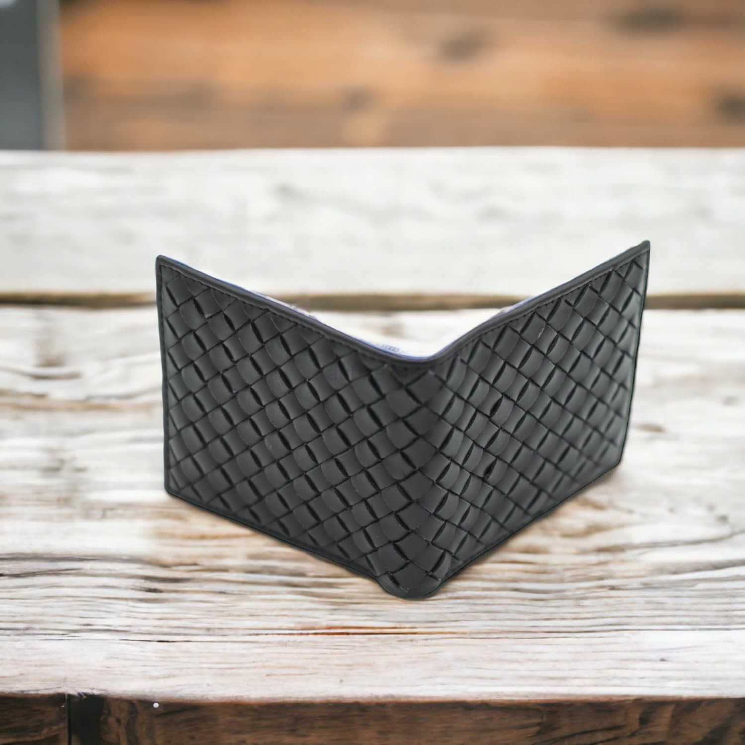 Leather Wallet Wallet for Men with Intrecciato CrissCross Design 8 Card SlotsRFID Blocking Expert Craftsmanship GiftWorthy Packaging BlackZ250910