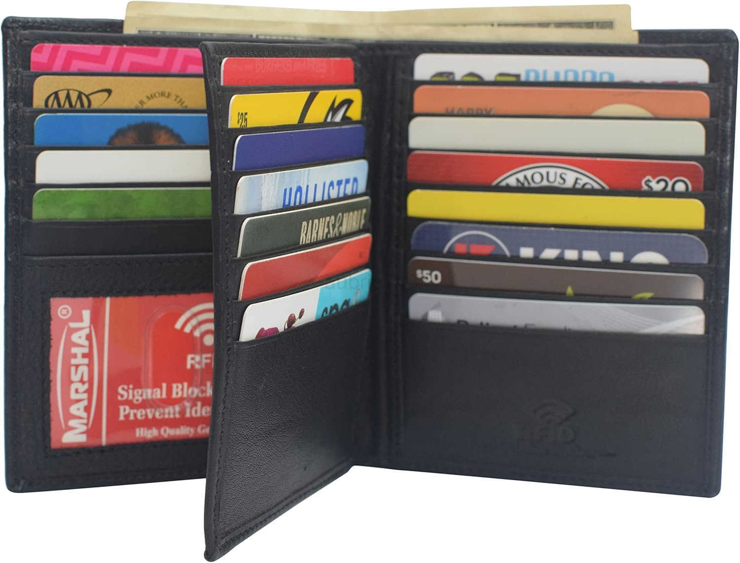 RFID Blocking Bifold Hipster Multi CARD ID Holder Wallet Leather BlackZ250910
