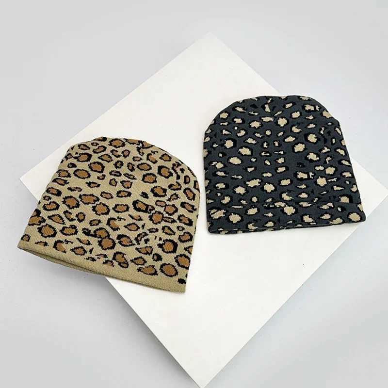 Autumn and Winter Leopard Speckles Wool Knitted Hats Personal Warm Retro Beanies Versatile Hip Hop Fashion ins Niche StreetXJ250910