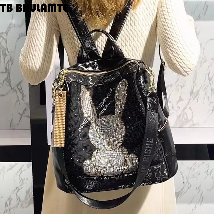 Free Shipping Designer Bag Hot Rhinestone Bag 2025 Versatile Fashion Luxury Bag Trend Women's Bag Genuine Leather Backpack Women's Crossbody