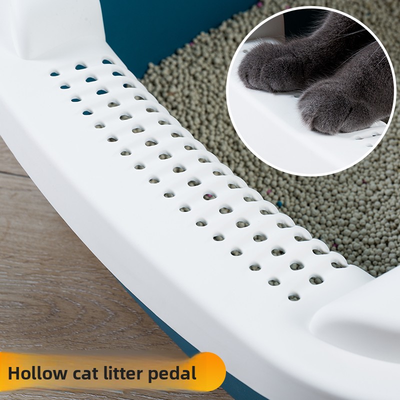 Open Top Cat Litter Box with High Sides & Scoop, Spacious Anti-Splash Litter Pan for Large Cats/Multi-Cat Household, Easy-Clean Detachable Cat Litter 