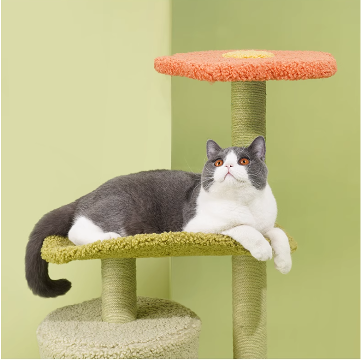 Multi-Functional Integrated Cat Furniture - Scratchable Column + Comfort Bed