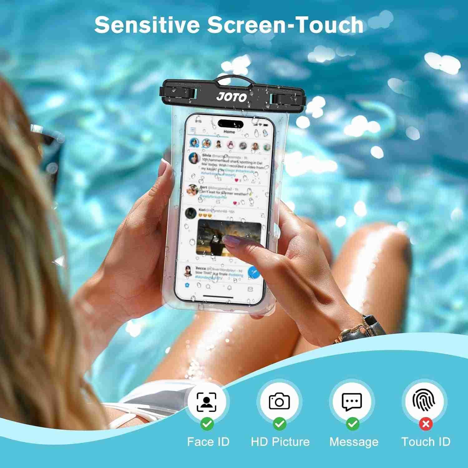 2 Pack Waterproof Phone Pouch Case Up to 7 IPX8 Underwater Phone Case Cellphone Dry Bag for iPhone 16 15 14 13 12 Pro Max Xs Max XR X 8 7 6S Plus SEGa