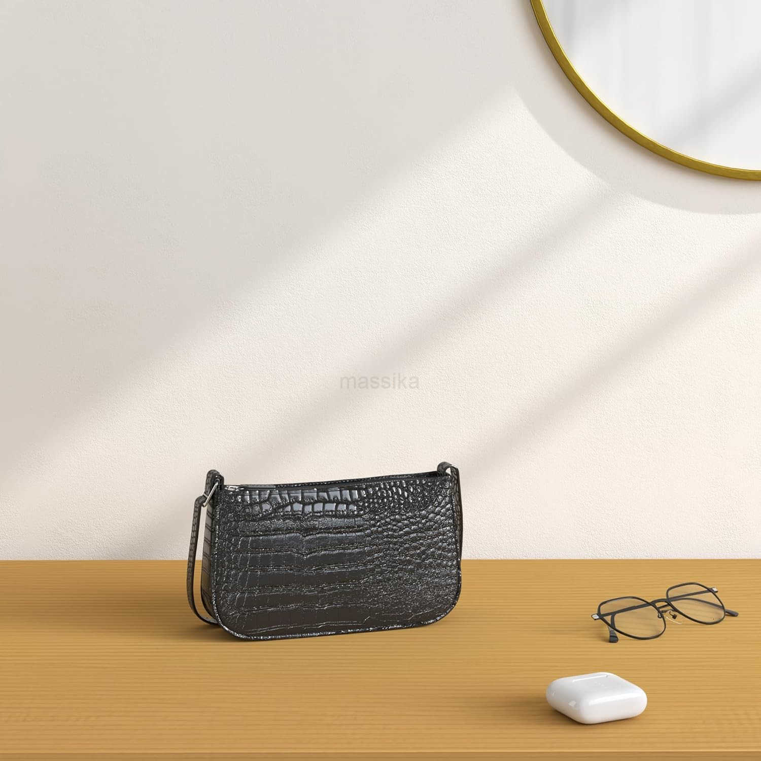 Small Purse for Women Adjustable Shoulder Bags Crocodile Pattern Clutch Purse with Zipper Closure Retro M250910