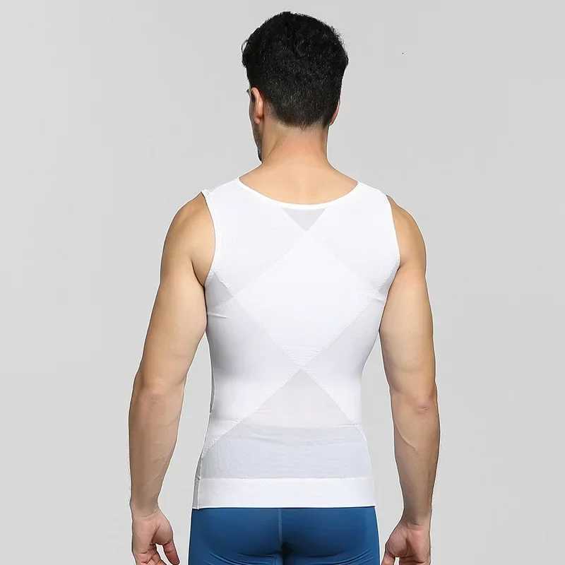 Chest Compression Vest Men Gynecomastia Body Shaper Posture Corrector Slimming Waist Control Tummy Trimmer Mesh Tops Large Size W250910