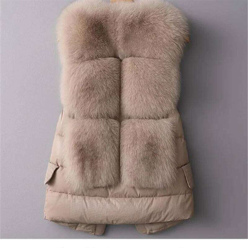 New Autumn Short Down Jacket Women Iimitation Fox Fur Female Winter Wear Vest Outcoat Waistcoat Sleeveless Coat