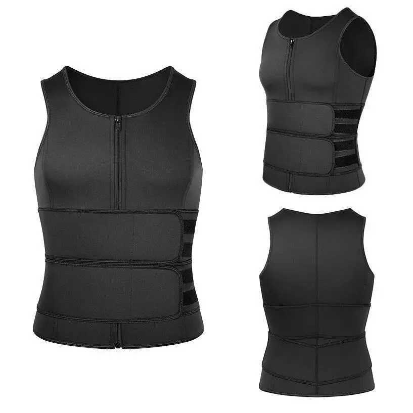 1pcs Mens corset Waist Men Slimming Body Shaper Vest Zipper Strap Correction Abdomen Tank Top Fitness Shapewear W250910