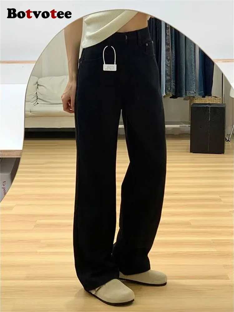 Botvotee Black Jeans for Women Wide Leg Straight Denim Pants Korean Fashion Y2k High Waisted Mom Jeans Z250910