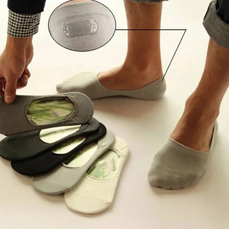 6 PairsLot Mens Bamboo Breathable Invisible Socks Low Cut Casual Cotton Boat NonSlip No Show High Quality Sock 250910