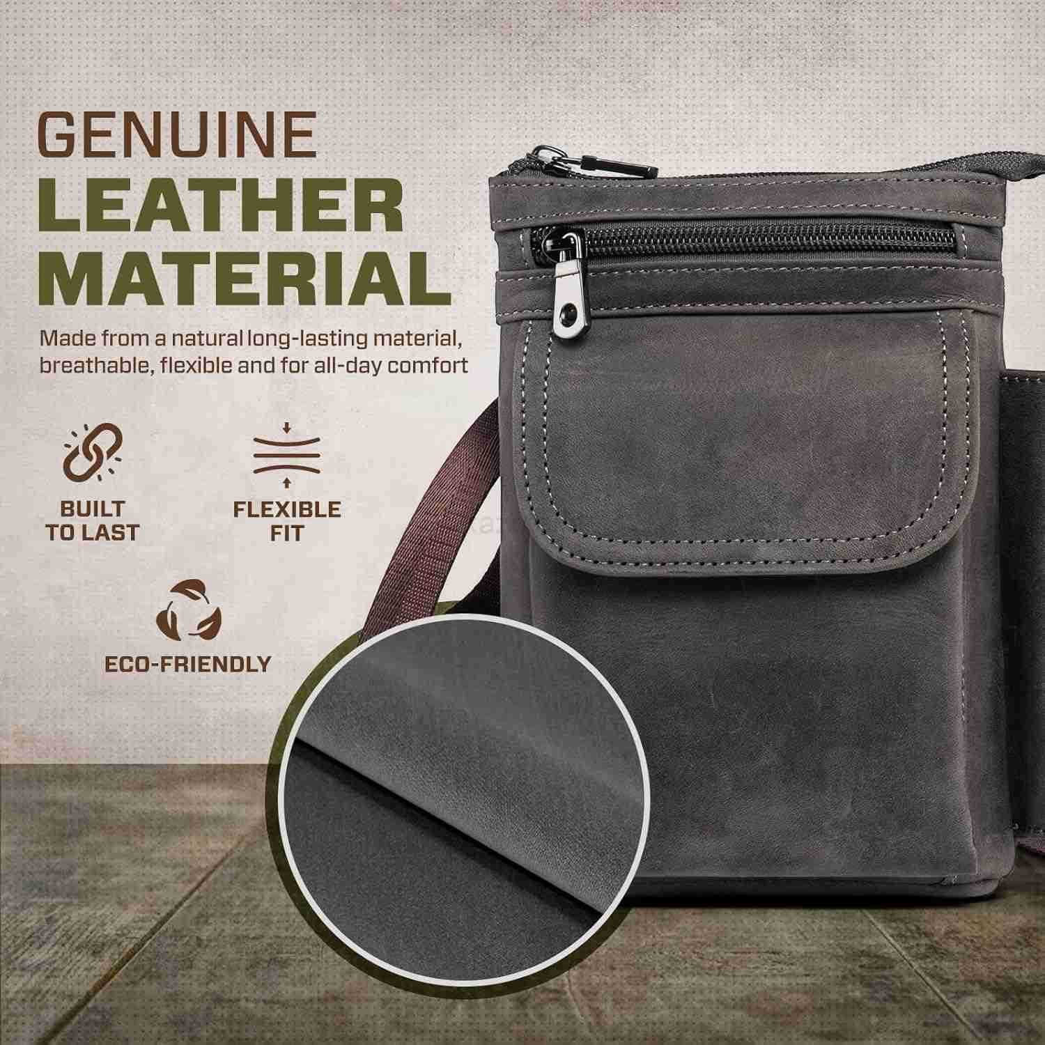 Genuine Leather Cell Phone Holster Fit for iPhone 16 15 14 13 Pro Max Note 9 8 S25 S24 S23 Ultra Wallet Case with Belt Clip Passport Pouch Small Cros 
