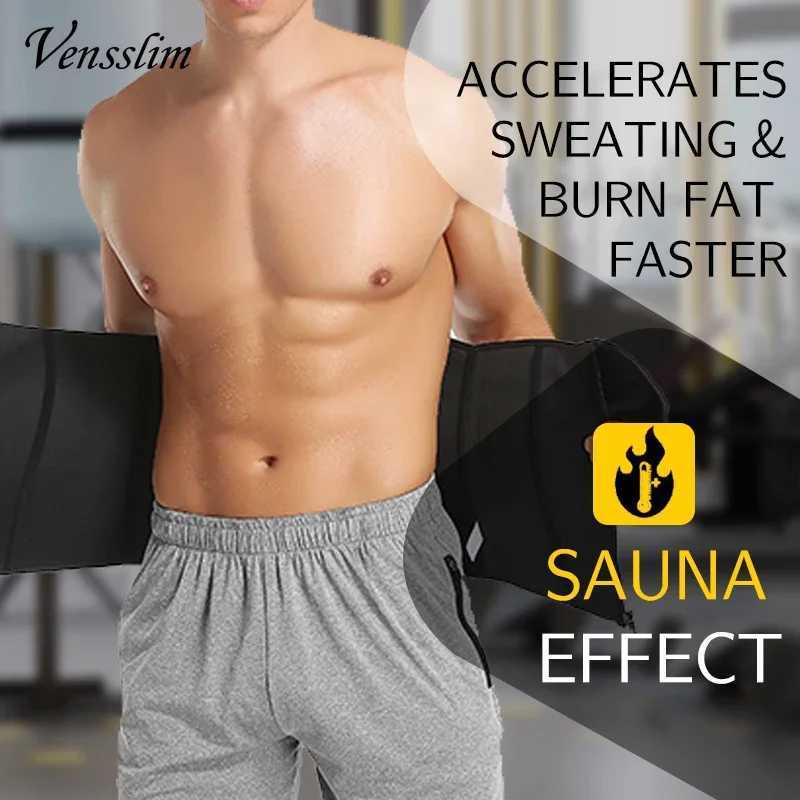 Vensslim Sauna Workout Waist Trimmer Men Weight Loss Neoprene Body Shaper Sweat Belly Belt with Adjustable Straps Corset W250910