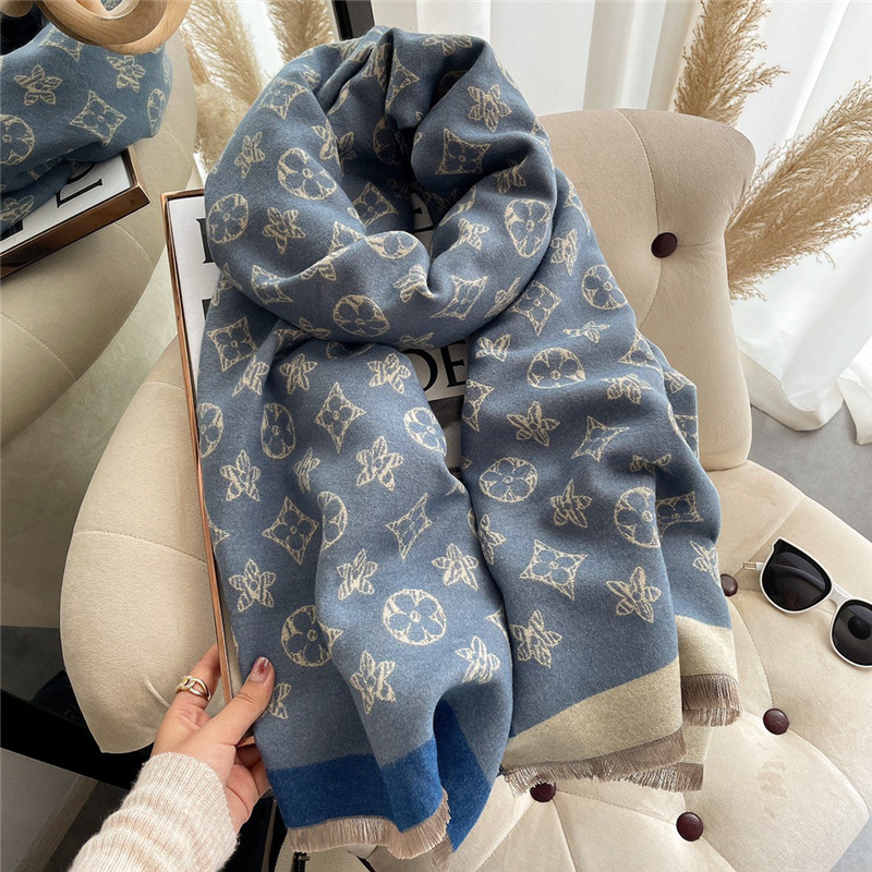 Autumn Winter Imitation Cashmere Air-conditioned Room Long Outerwear Shawl Double-sided Warm Neck Scarf