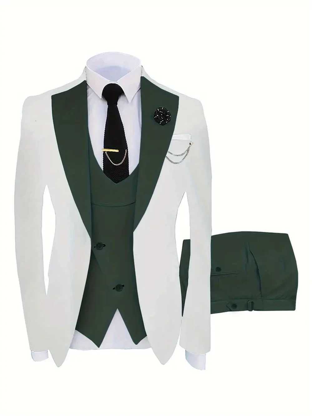 Fashion Mens Suits 3 Piece Groom Bestmen Slim Fit Wedding Prom Party Tuxedo Elegant Formal Events Dress Suit BlazerVestPant W250910