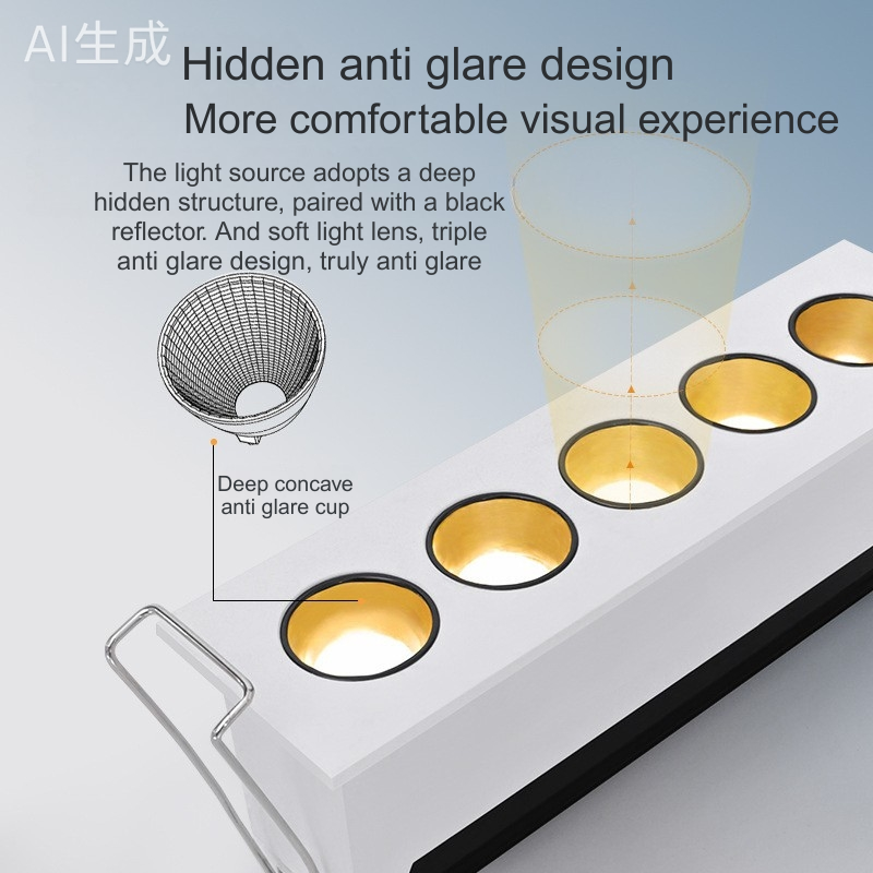 Narrow-Edge Recessed LED Linear Grille Light - Minimalist Spotlight for Dining Table Living Room Coffee Table No Main Light Strip Lighting - WLY107