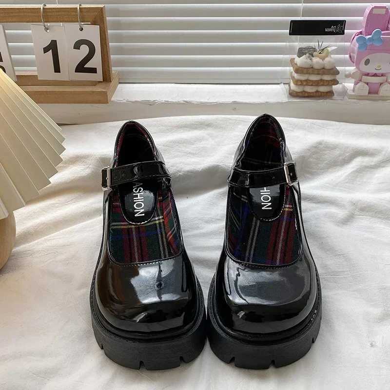Platform Heels Mary Jane Shoes Simple Lolita Black Platform Heeled Shoes Student College Sweet Medium Heel Women Single Shoes W250910
