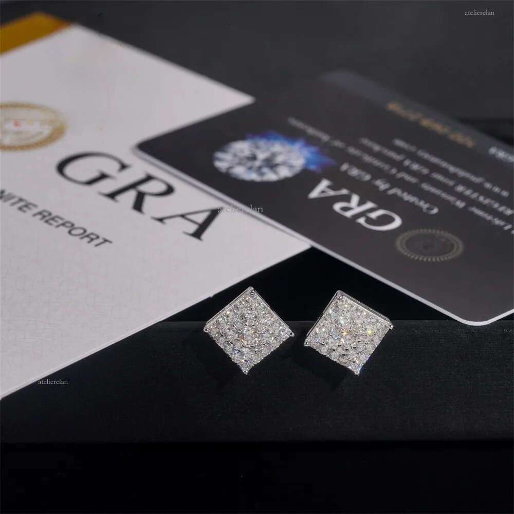 New best-selling sier vvs vs moissanite hip-hop earrings mens and womens trendy jewelry passes GRA test