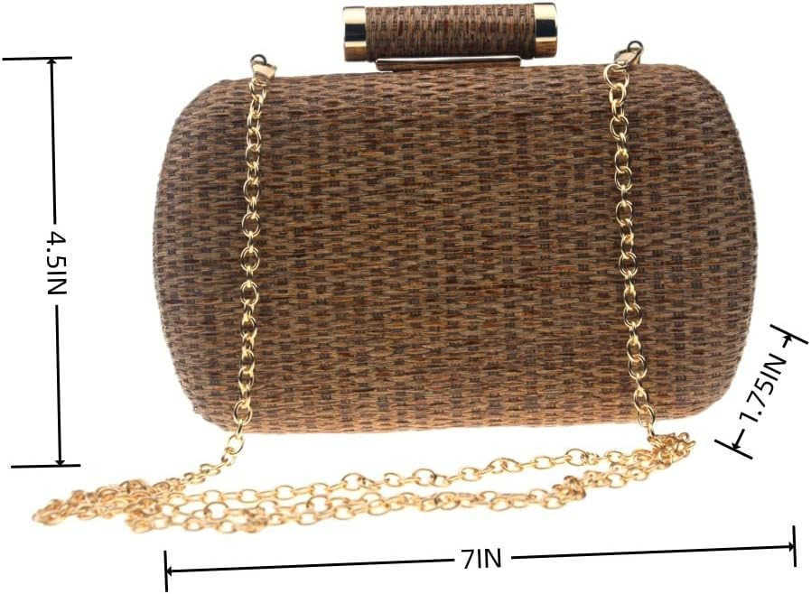 Womens Handwoven Straw Evening Handbags Summer Wallet Clutch Bag Crossbody Mobile Phone Bag Z250910