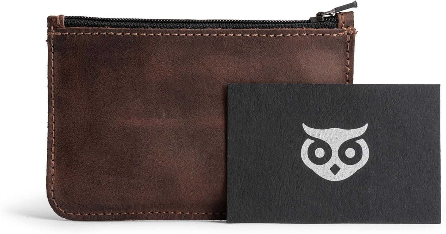 Zippered Wallet Card Case Folded Bills Storage Coin Organizer Travel Accessories Full Grain Leather Handmade Bourbon BrownZ250910