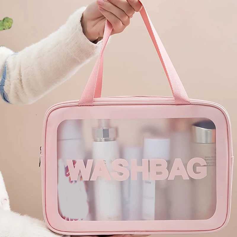 PVC Portable Travel Cosmetic Bag Storage Bag Large Capacity Wash Bag Waterproof Beauty Case Makeup Organizer Female TransparentXJ250910