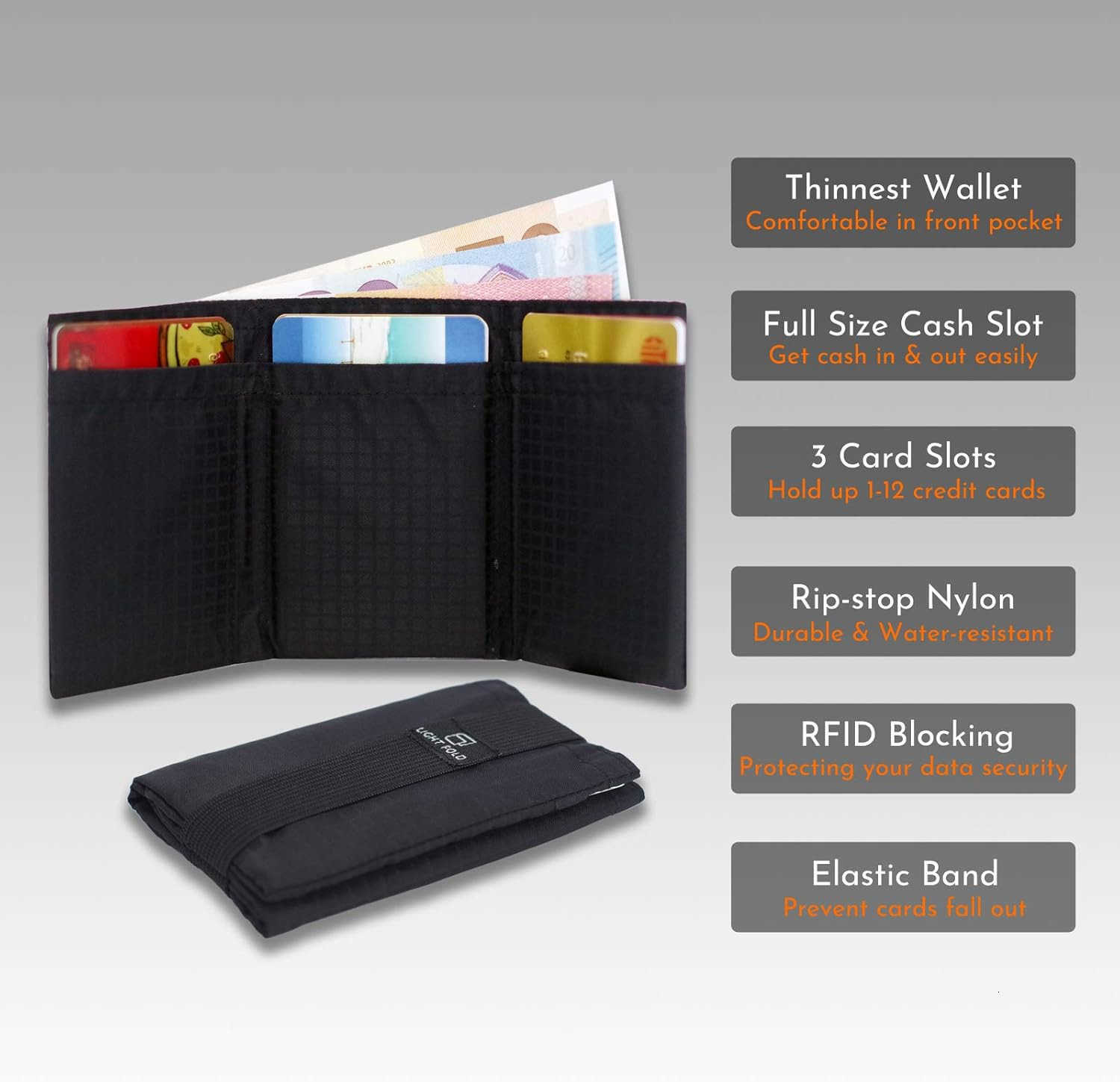 Slim Wallet for Men with RFID Blocking Minimalist Slim Wallet with Thin Durable Style Data Protection Multiple Pockets for 12 Cards Cash Small Wallet 