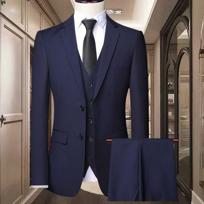 High Quality Wedding Groomsmen Suit 3 piece JacketVestpants Men Simple Business Elegant Fashion Job Interview Gentleman Suit W250910
