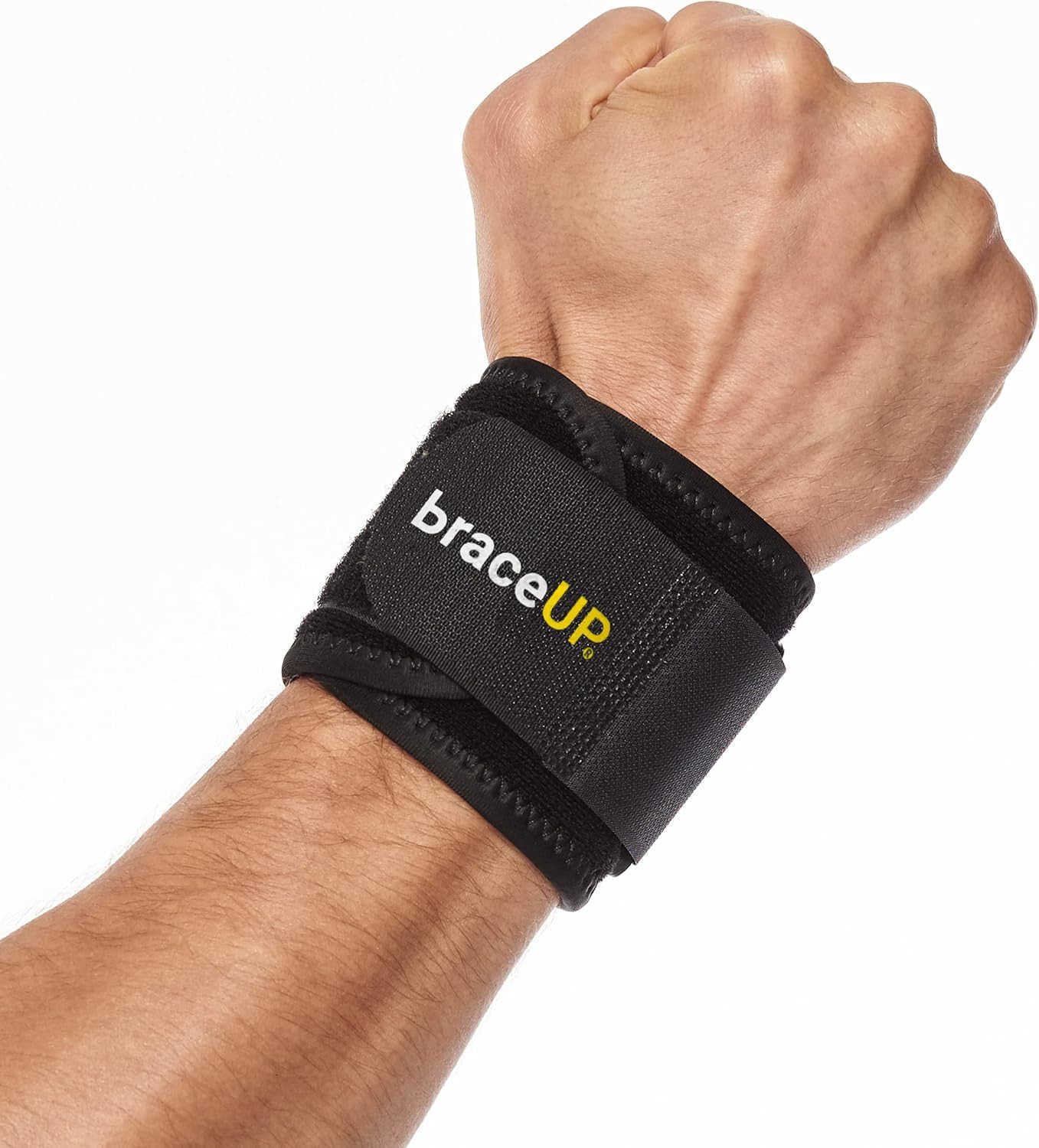 Wrist Compression Strap and Wrist Wrap Wrist Band Brace for Tendonitis Tennis Gym Workout One Size Adjustable Black 1 PC W250910