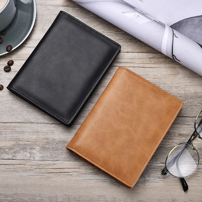 Soft Genuine Leather Mans Passport Cover ID Card Case Purse Bank Credit Card Holder Travel Wallet For Men Black Brown250906