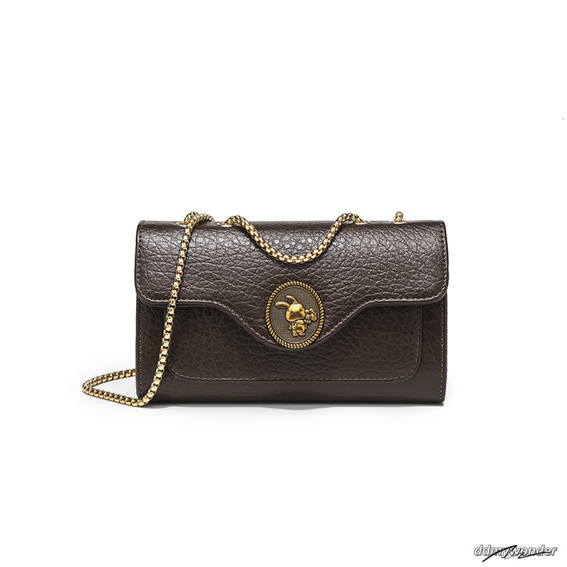 Women's Retro Flip Handbag Free Shipping Designer Splicing Chain Small Square New Fashion Single Shoulder Crossbody Casual Makeup Bag