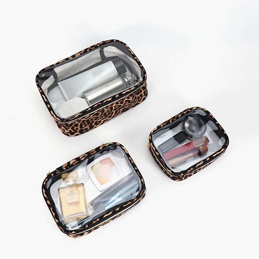Leopard Print Clear Makeup Bag Waterproof Large Capacity Travel Cosmetic Organizer with ZipperXJ250910