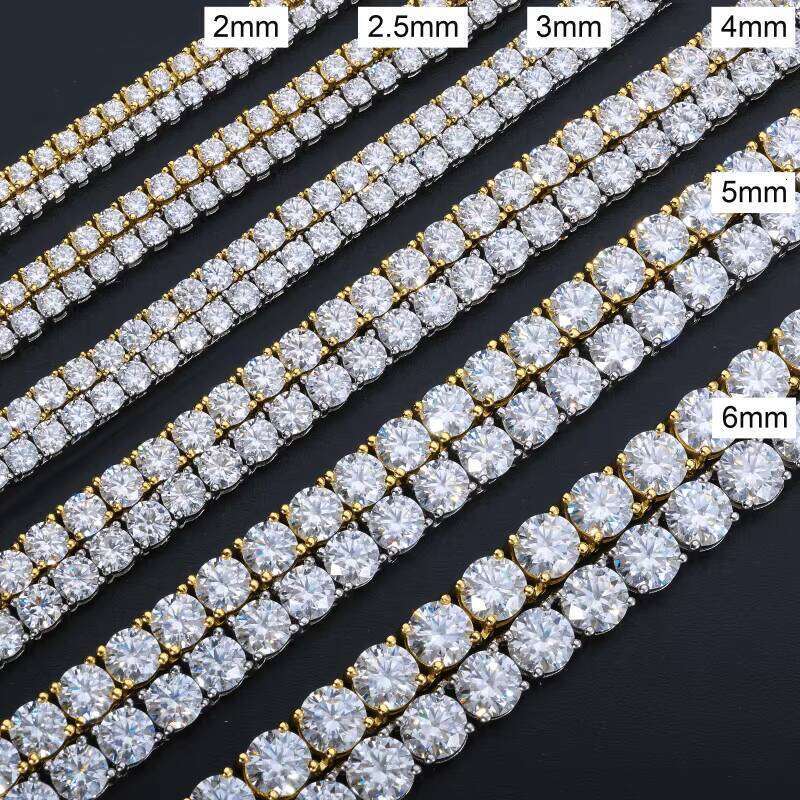 Fashion 2mm-6mm VVS Moissanite Dia Tennis Bracelet Womens Men Gold Sterling Sier Lab Grown Mossanite Jewelry