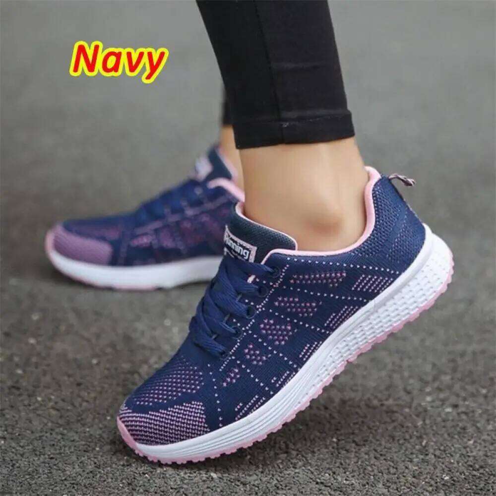 Women Fashion Casual Flat Shoes Running Sneakers Lightweight Wedge Mesh Breathable Shoes Comfy Soft Vulcanize Shoes