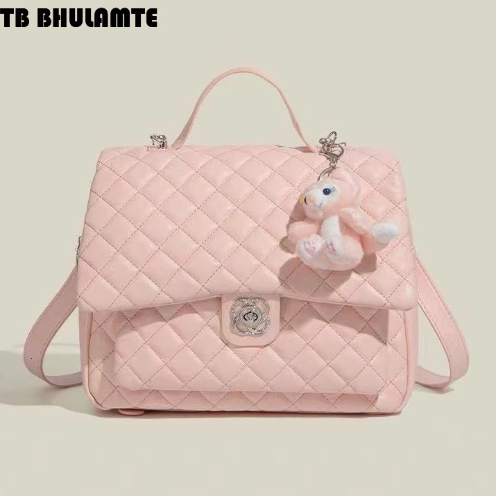 Free Shipping Designer Bag Niche Academy Style Camellia Backpack Luxury Bag For Women 2025 New Spring Fashion Versatile Quilted Backpack