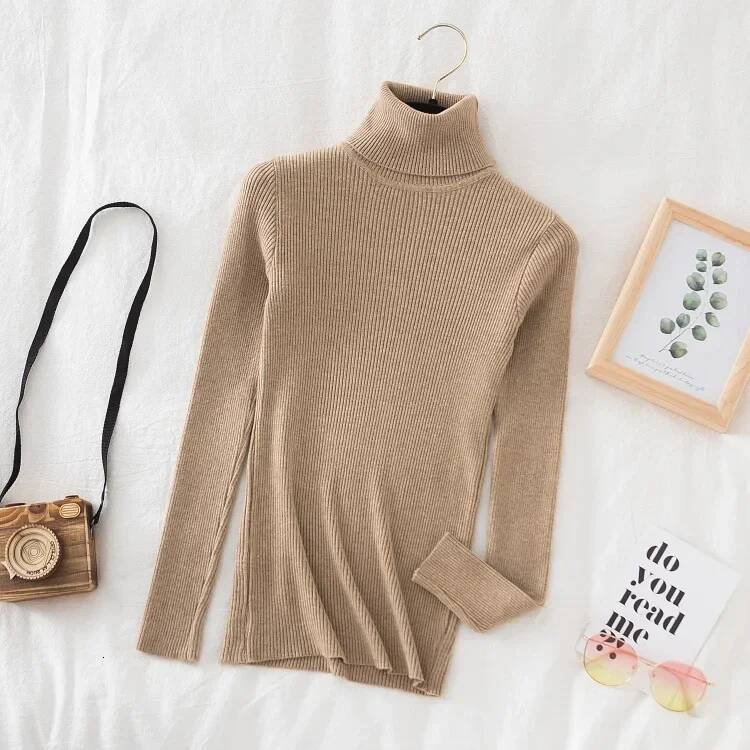 2025 Turtleneck Sweater Knitted Pullovers Cashmere Jumpers Basic Solid Soft Sweaters Women Autumn Winter Casual Top dongdumaoyi