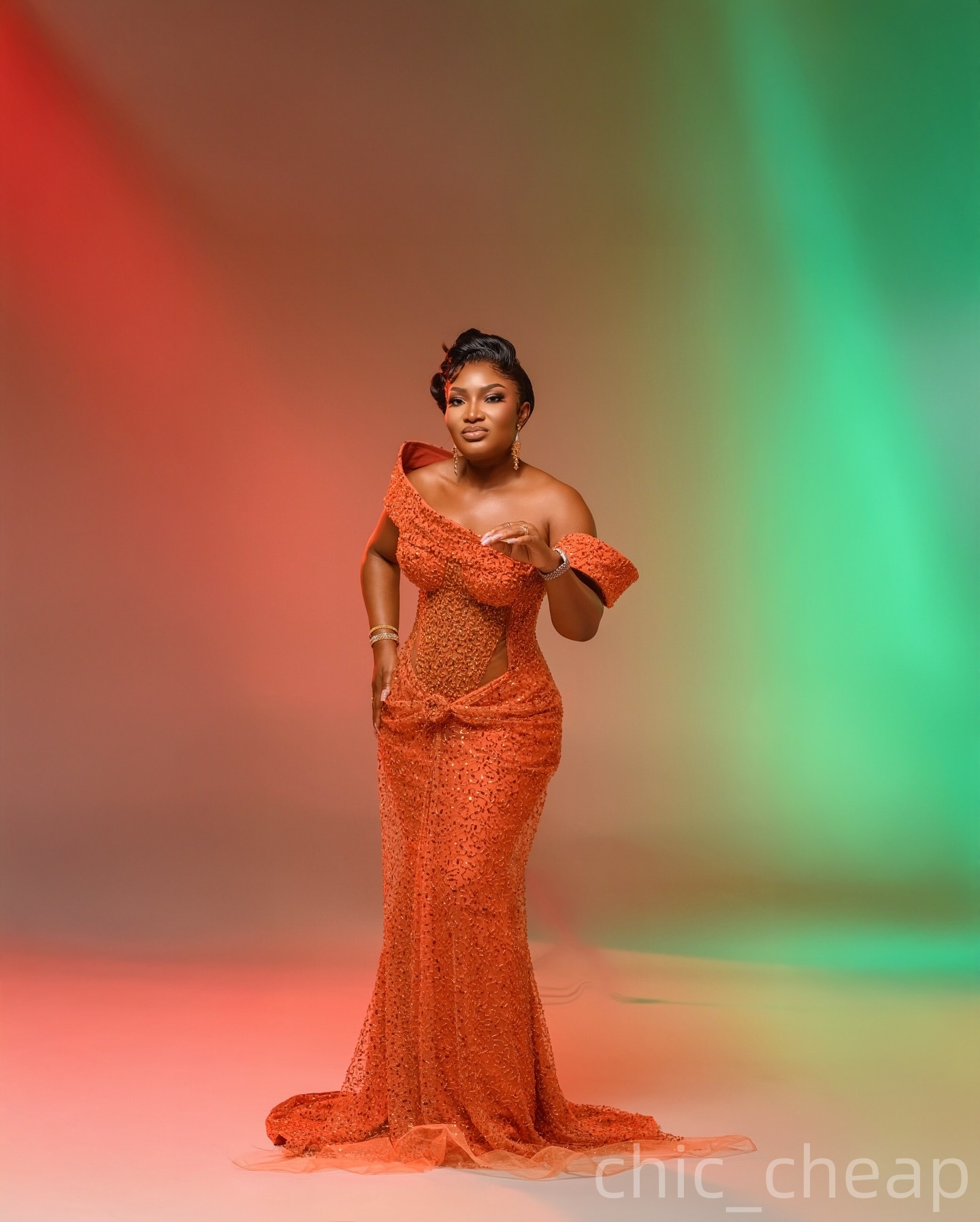 Orange Mermaid Prom Dresses 2025 Off Shoulder Sequined Evening Formal Party Second Birthday Engagement Gowns Plus Size Dress For Special Occasions