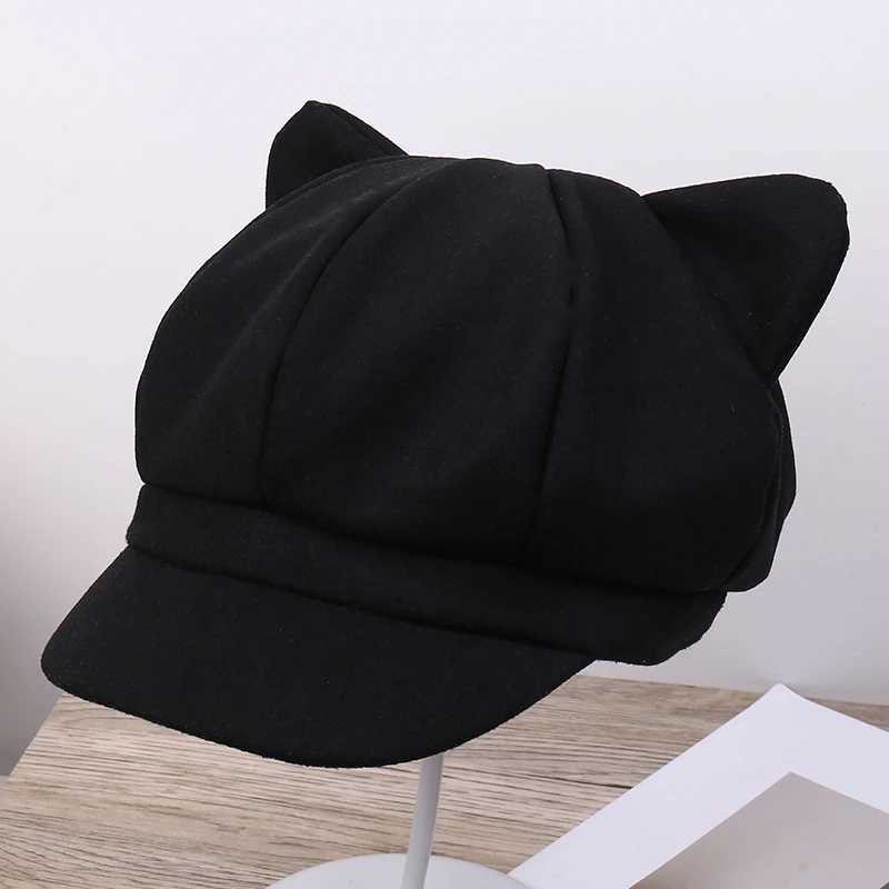 Fashionable Solid Color Simple Versatile Lightweight Breathable Comfortable Cute Fresh Cat Ear Decoration Street Style Sun HatXJ250910