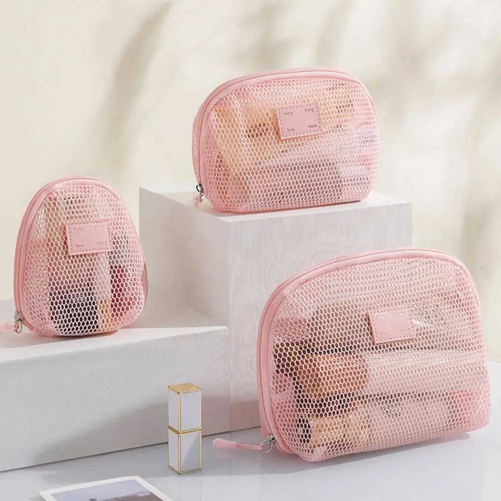 Casual Nylon Cosmetic Bag With Zipper Mesh Storage Pouch Handheld Multipurpose Mesh Makeup Bags TravelXJ250910