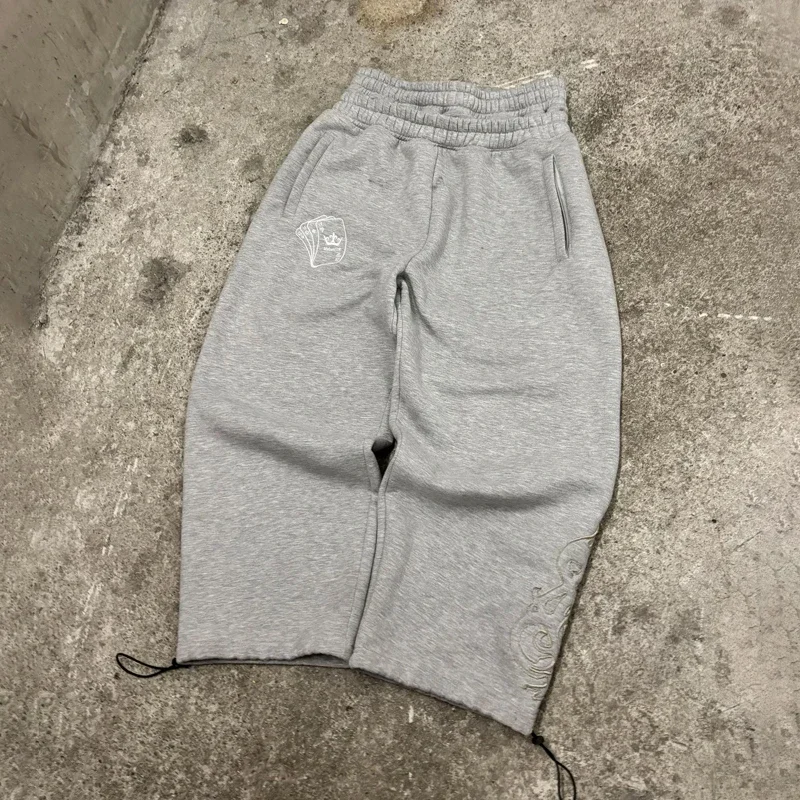 Y2k Poker Embroidered Double Waist Jogging Pants Gothic Hip Hop Street Wear Men's and Women's Loose Fake Two Piece Sports Pants
