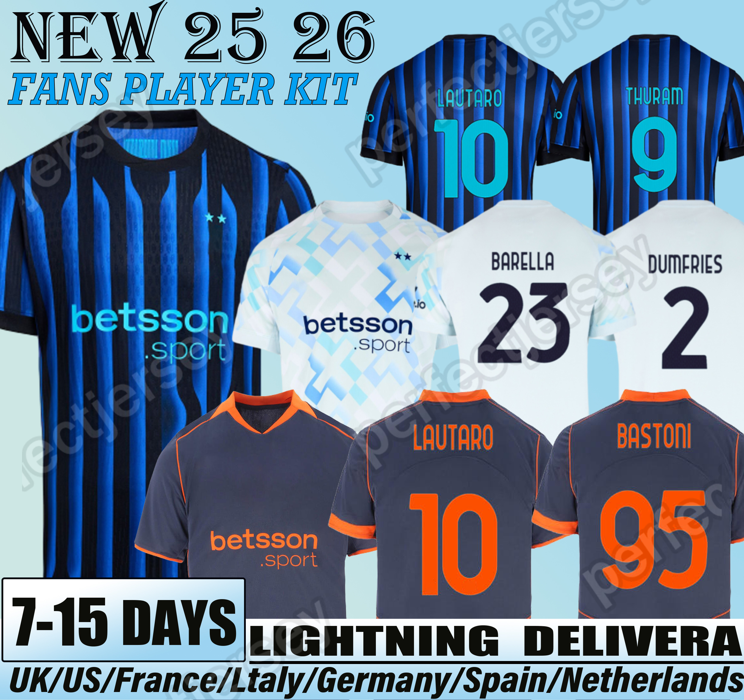 Inter MilanJersey 25 26 inter millan 46 ROSSI Lautaro Martinez Marcus Thuram Stefan de Vrij Alessandro Bastoni DIMARCO BARELLA Football Shirt Inter Jersey kids kits