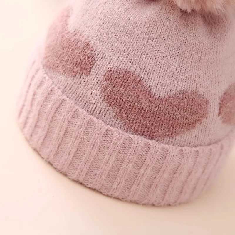 Heart Pattern Pom Knit Beanie Warm Pulr Knitted Hat For Newborn 012 Months Baby GirlsXJ250910