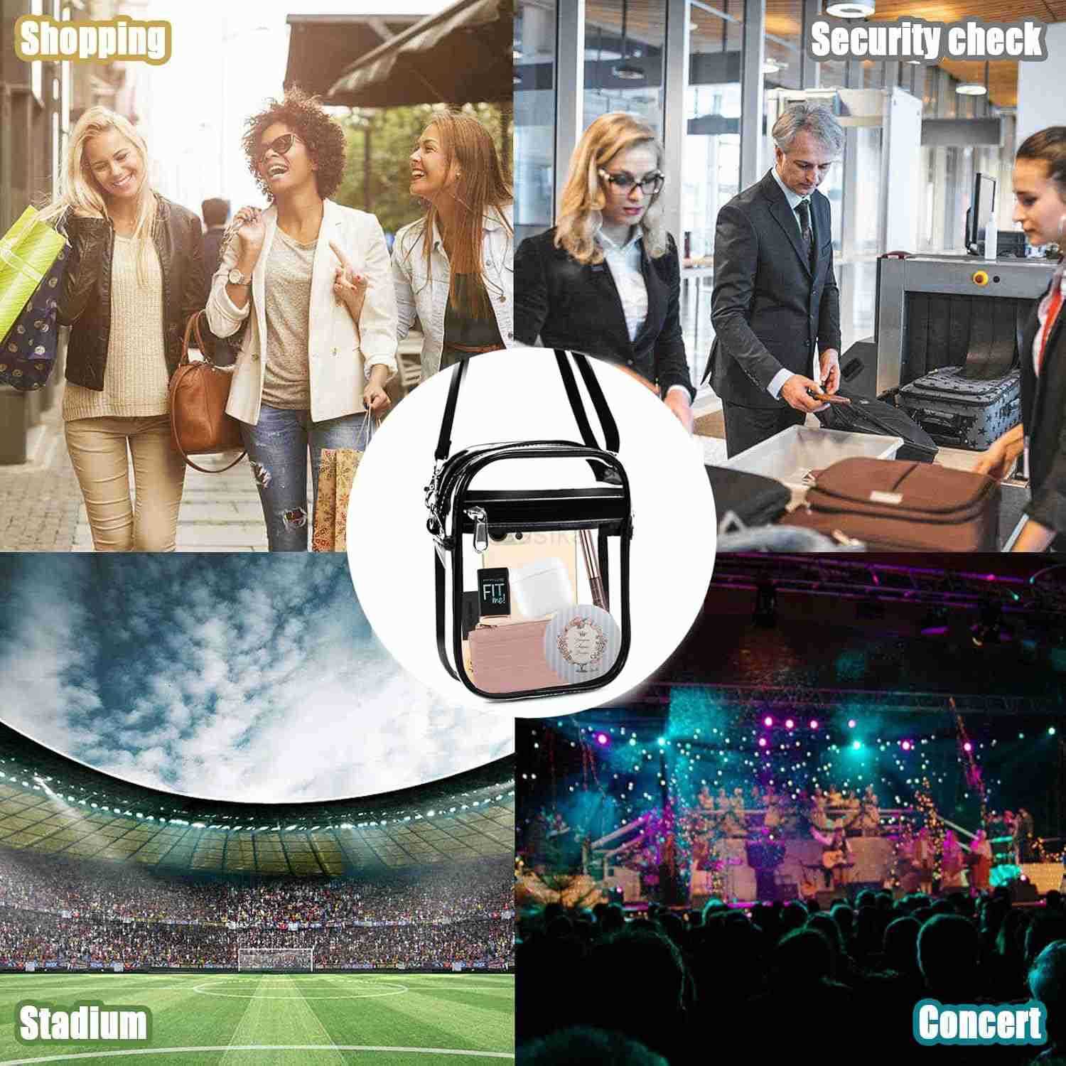 Clear Crossbody Purse Bag Clear Bag Stadium Approved with Front Pocket for Concerts Sports Festivals M250910